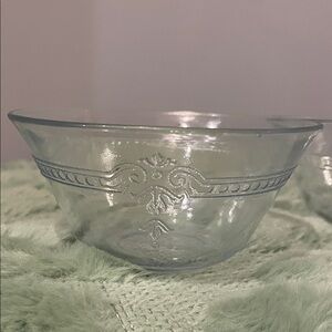 Elegant lite blue fire king  Glass Bowls with Intricate Design custard size